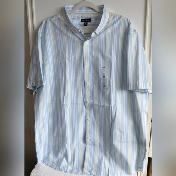 CLUB ROOM XXL Men's Short-Sleeve Striped Dress Shirt PALE INK BLUE - Picture 1 of 6